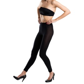 Lady Sofia 60 Denier Classic Opaque Microfiber Footless Tights (XL, Black)