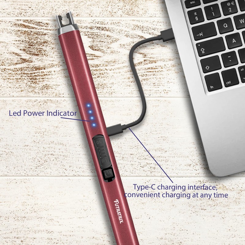 Futratrix Electronic Lighter Arc Windproof Flameless USB Rechargeable Lighter with