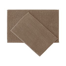 SUBRTEX Bathroom Rugs Sets 2 Piece- Plush Bath Mat Set Quick-Dry Soft Chenille Mat with Non Slip Backing, Absorbent Area Rug Set, Machine Washable for Bathroom Floor, Taupe, 24x16 + 32x20