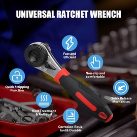 CMTOOL Adjustable Ratchet Wrench Kit for 6-22mm Screw, Portable Adjustable Ratcheting Wrench Set with Non-slip Handle