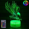 YTDZLTD Creative 3D Eagle Night Light 16 Colours Different Remote