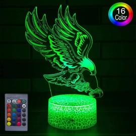 YTDZLTD Creative 3D Eagle Night Light 16 Colours Different Remote Control USB Power Touch Switch Decor Lamp Optical Illusion Lamp LED Lamp Table Children Brithday Christmas Gifts