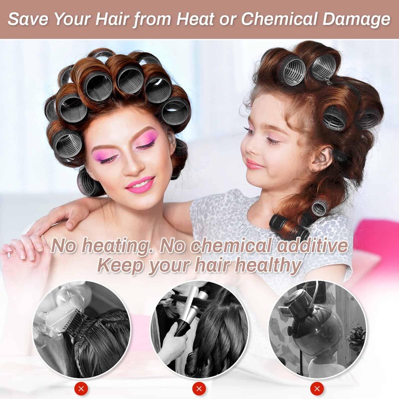 Self Grip Hair Rollers Curlers 16 Pcs Set with 8Pcs
