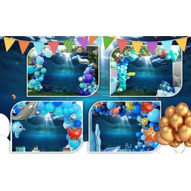 12x8ft Under The Sea Backdrop for Photography Sunlight Through Blue Sea Water Photo Background Ocean Theme Birthday Baby Shower Kids Adults Party Decorations Banner Studio Photo Booth Props