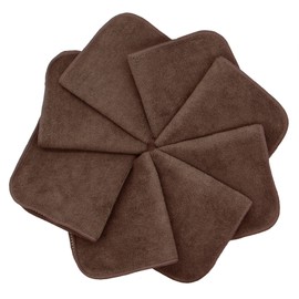 Microfiber Dish Cloths Fast Drying Kitchen Cleaning Cloth Dish Rags Dust Cloths Ultra Absorbent Lint Free Washcloths with Poly Scrub Side 12inch x 12inch 8 Pack (Brown)