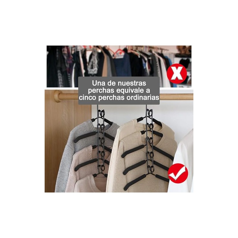 Ganchos para Ropa, 2 Piezas Ganchos para Pantalones Multicapa Desmontable