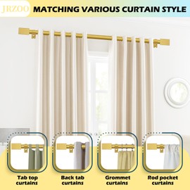 Gold Curtain Rods 66 to 120 Inches(5.5-10 Feet),5/8 inch Splicing Drapery Rods with Cuboid Style Design,Small Curtain Rods Set,Size: 36''-120'',Brass Gold