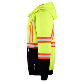 BOCOMAL FR Hoodies High Visibility 10.5oz Cottion Fleece Zipper Hi Vis Flame Resistant Reflective Hooded Sweatshirts