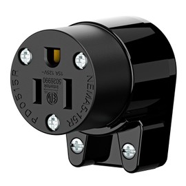360° Rotatable NEMA 5-15R Rewireable Female Receptacle, ETL Listed 15A 125V Right Angle Cord End Socket, 3-Prong DIY Replacement AC Connector for 12/14/16AWG Power Cord, Black