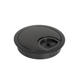 Eigentlich Round Cable Management Cover, Diameter 60 mm, Metal Chrome or Black, Lid with Cable Pass for Desk, Cable Management (Matte Black)