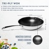 Lexi Home Tri-ply 5 Qt. Stainless Steel Nonstick Wok with