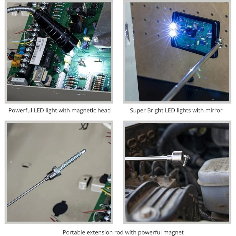 Neiko 6 Pcs Telescopic Magnetic Pick-Up Tools & Inspection Mirrors