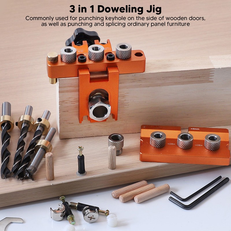 Doweling Jig Drill Kit 3 in 1 Aluminum Alloy Anodized