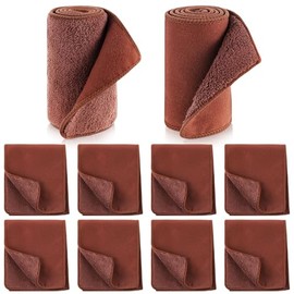 Kit de 10 piezas de gamuza para zapatos de brillo, aplicadores de piel de limpieza, botas, gamuza, Marrón, 3.9 x 19.7 inch