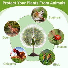 2 Pack Fruit Tree Netting Cover with Zipper and Drawstring, 6.6 x 6.6 Ft Bird Mesh Netting Barrier for Blueberry Bushes, Garden Plant Net Tree Protection Netting Cover for Apple Vegetables Fruits