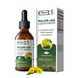 Alliwise Mullein Leaf Tincture Natural Liquid Drops Extract 2 Oz Lungs Breath Respiratory