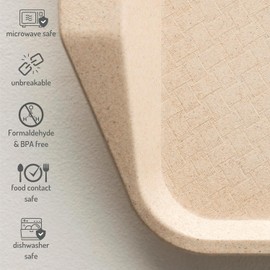 CHITKI Earth Friendly Servo Trays for Serving Set of 2 | 17 Inch | Serving Tray Made with Coffee Husk & Rice Husk | Tray Set for Serving Tea/Coffee/Snacks | Sand-Coffee (2)