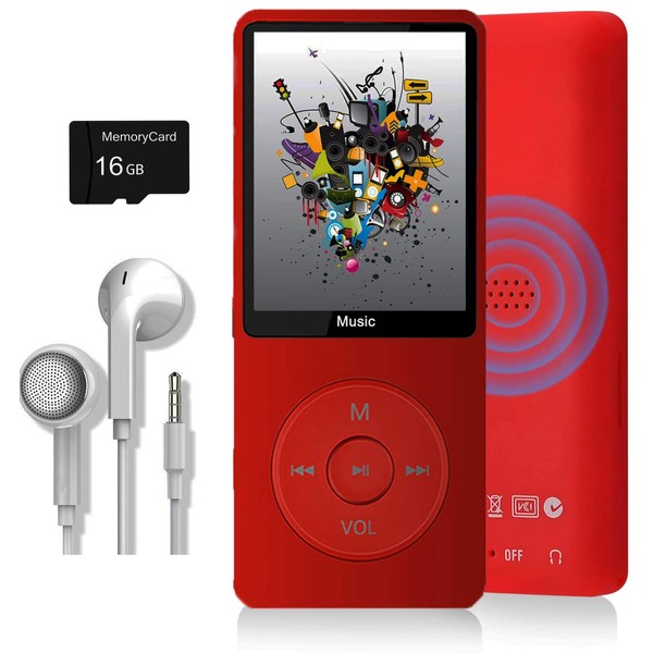 MP3 Player, Music Player with 16GB Micro SD Card, Build-in