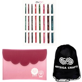 KnitPro Dreamz Deluxe Set 6 inch Crochet Hooks Size 3.5, 4.0, 4.5, 5.0, 5.5, 6.0, 7.0, 8.0 mm with Fabric Case with Project Bag