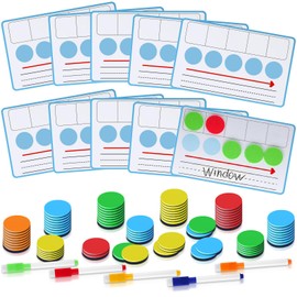 Nezyo 10 Pcs Phonemic Awareness Games Dry Erase Board Phonics Games with Magnetic Button and Pen Educational Gift for Kindergarten Classroom Kids Letter Sound Science Reading (Blue)