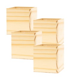 Wood Planter Box, 5 Inch Square, Rose Wood, Plastic Liner, Garden Centerpiece Display, Wedding Flowers Holder, Home and Venue Decor (5x5 Set of 4, Rose Wood)