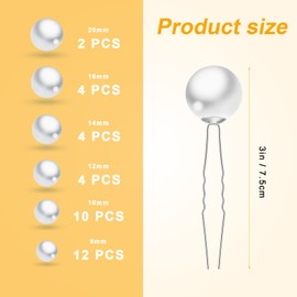 AIEX Pack of 36 Pearl Hair Pins, Bridal Hair Accessories, Silver Rhinestone Hair Pins, Silver Hair Accessories, Wedding Beads, Hair Accessories, Wedding Silver Wedding Hair Accessories for Brides