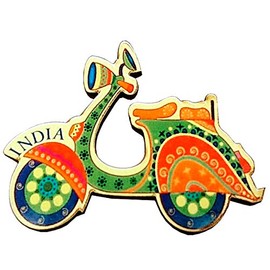 Purpledip Wooden Fridge Magnet: Scooty (11749)