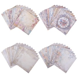 HICOHAND Vintage Scrapbook Paper Pad, 48 Pieces Single Sided Printing Card Paper for Card Making Art Album Collage Scrapbook Accessories