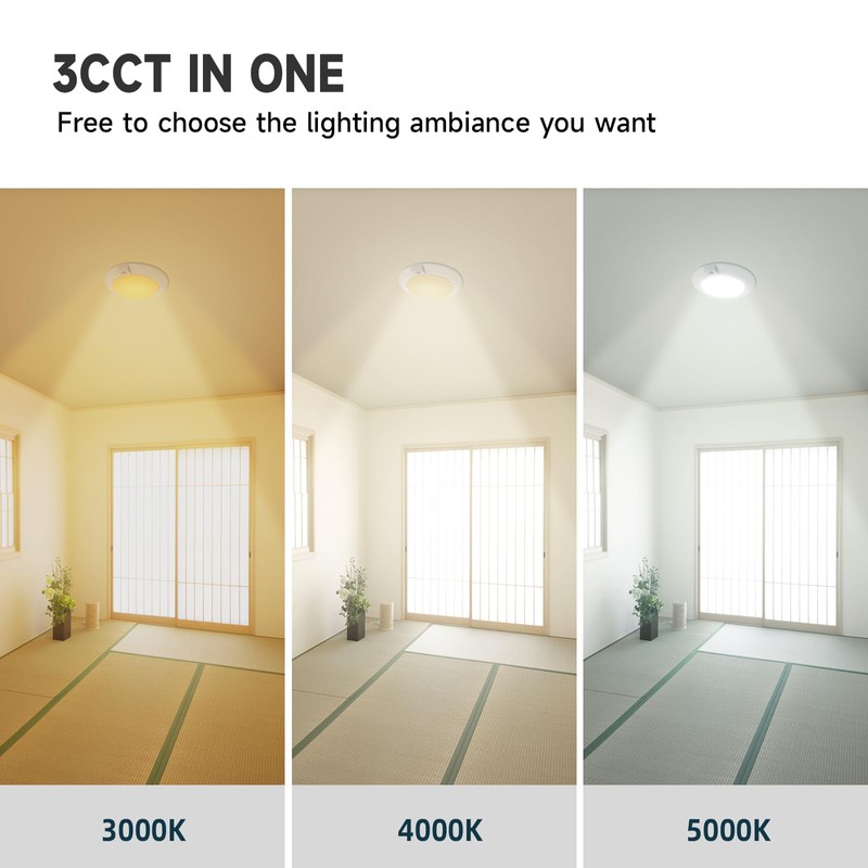 LED Motion Sensor Ceiling Light, 3000K/4000K/5000K Selectable LED Flush Mount