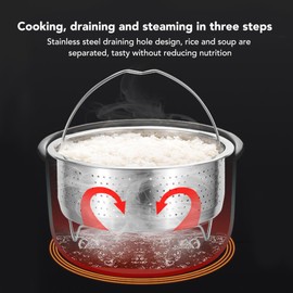 Cesta de Vapor para Olla Instantánea, Cesta de Vapor de Verduras Antiadherente con Asa, Inserto de Cesta de Vapor de Acero Inoxidable para Ollas, Inserción de Olla Arrocera para
