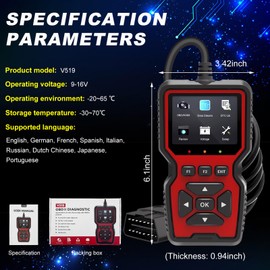 Yourkar OBD2 Scanner Diagnostic Tool, Code Reader OBD II Scanner with Reset & Live Data, Professional Check Engine Fault Code Reader I/M Readiness for OBD2 Cars, Car Accessories