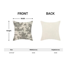 Yxuiyal French Country Pillow Covers 18x18 Inches Set of 2 Black Retro Toile Throw Pillow Covers Outdoor Vintage Rustic Decoration Pillowcase Farmhouse Decorative Linen Cushion Cover for Couch Sofa