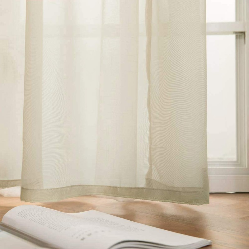 MIULEE - Juego de 2 cortinas transparentes con ojales, para