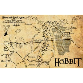 Bilbo's Hobbit Map Illustration - Fantasy Middle Earth Poster Print (11x17 inches)