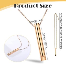 KOXLONG 2PCs Stainless Steel Breathing Necklace for Meditation, Anxiety & Stress Relief, Portable Mindfulness Jewelry with Whistle Design, Gift for Women Men (Gold Silver)