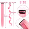 16 Pcs Pink Hair Extensions Curly Wavy Clip in Synthetic
