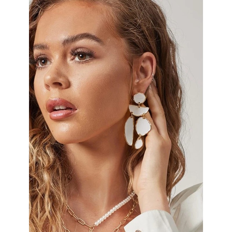 Gold Irregular Hoop Earrings for Women Combination Dangle Drop Earrings