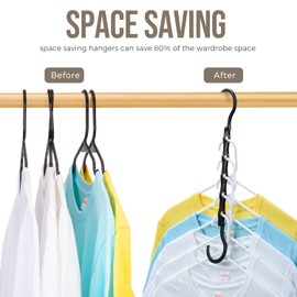 HOUSE DAY Black Magic Hangers Space Saving Clothes Hangers Organizer Smart Closet Space Saver Pack of 16 with Sturdy Plastic for Heavy Clothes