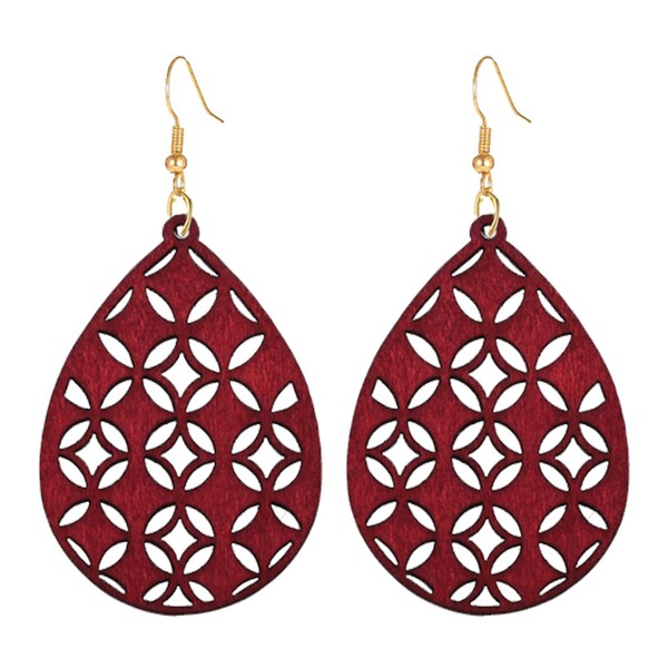 SMALLLOVE Bohemian Wooden Hollow African Earrings for Women Natural Light