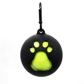 Dog Toy Ball Holder - Leash Attachment, Hands-Free, Pet Toys, Silicone, Lightweight, for All Breeds and Sizes, Fits Standard Tennis Balls - Tennis Ball NOT Included (Black)