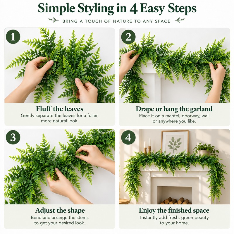 Artificial Hanging Fern Vine for Home & Garden Decor –