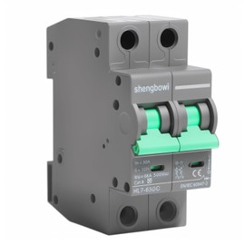 shengbowi DC Circuit Breaker DC Isolator Switch 2P 500V 32A for Photovoltaic Systems Thermal Magnetic Trigger 35mm DIN Rail Mount PV Solar System