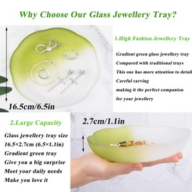 NUOYIA Jewellery Tray,6.5×1.1in Glass Jewellery Tray,Gradient Colour,Fashionable and Exquisite,Non-Slip and Easy to Clean,Can Put Keys,Rings,Earrings,Home Decoration,Women's Gifts