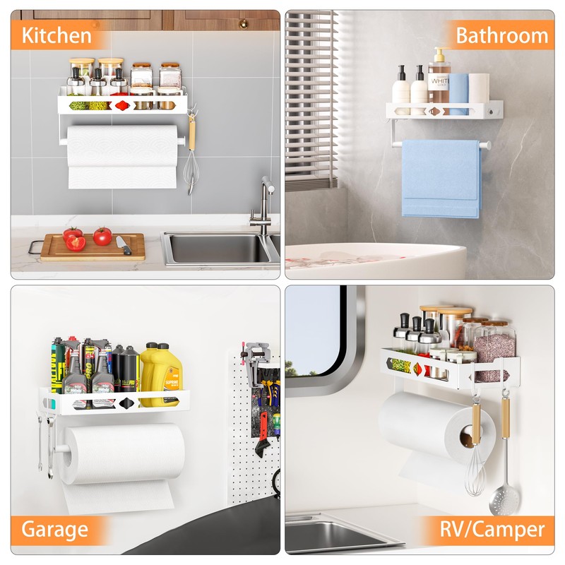 MAYZOLOP Paper Towel Holder with Shelf, One Hand Tear, Paper