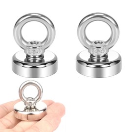 OUOQI Magnetic Hook, Extra Strong, Diameter 32 mm, Strong Neodymium Eyelet Magnet Magnetic Hooks, Strong Magnets Hooks, Neodymium Magnets, Small Magnetic Hooks, Strong Neodymium Magnet with Hooks, for