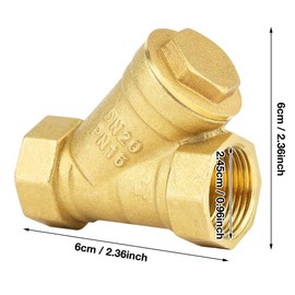 Forged Brass Y-Strainer, Brass Filter, 3/4" BSPP Female Thread Y Shaped Brass Strainer Filter Valve Connector for Water Oil Separation