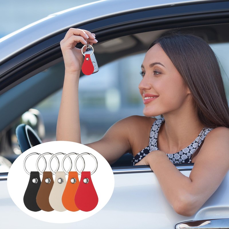 PATIKIL 10pcs Leather Key Holder Kit PU Leather Key Fob