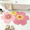 Livcoz Pink Yellow Floral Microfiber Bathroom Rugs 30''x20''