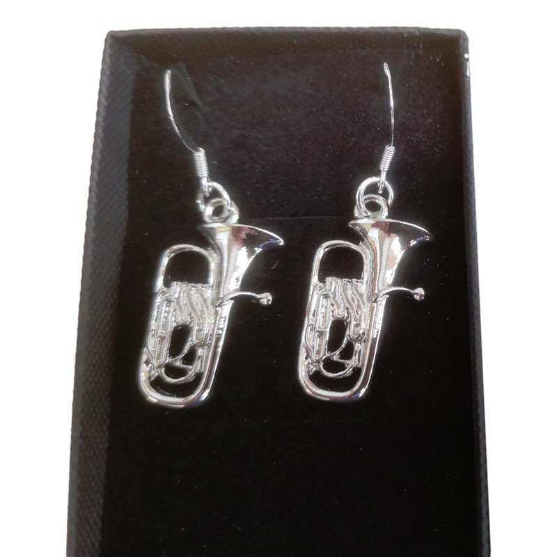 Euphonium/Tuba silver-plated drop hook earrings