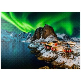 Aurora Borealis Over Hamnoy in Norway - Premium 1000 Piece Jigsaw Puzzle for Adults